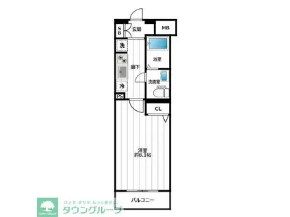 AZEST調布(1K/3階)の間取り写真