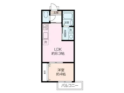 CONFITURE三春町(1LDK/2階)の間取り写真