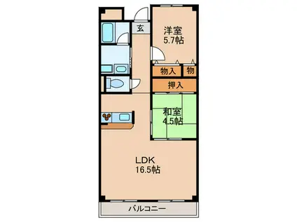 グランド-ル南野(2LDK/2階)の間取り写真