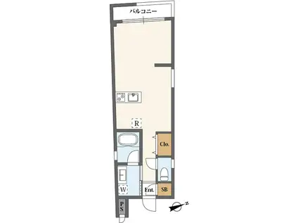 SS1白金(ワンルーム/3階)の間取り写真