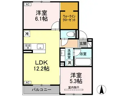 ハレルアナELUA(2LDK/2階)の間取り写真