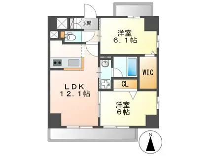 エスペランサ泉(2LDK/2階)の間取り写真