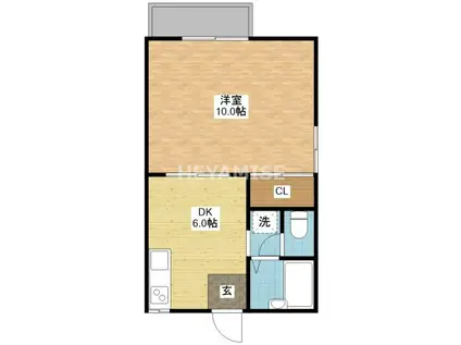 ハミング梁川(1DK/2階)の間取り写真