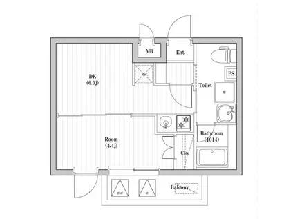 アーバンパーク東向島(1DK/4階)の間取り写真