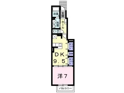 ベル・リリーズI(1DK/1階)の間取り写真