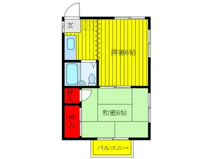 ハイム氷川(2K/2階)の間取り写真