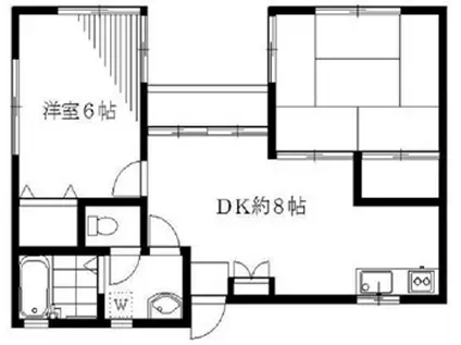キャッスルSMOKEY(2DK/2階)の間取り写真