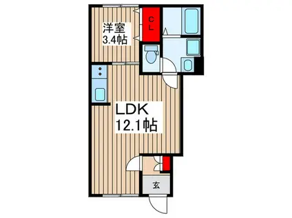 リーブルファイン戸塚東(1LDK/1階)の間取り写真