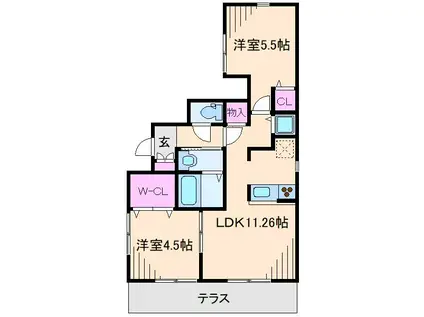 SHINE(2LDK/1階)の間取り写真