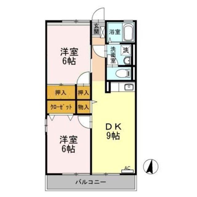 サンヴェールB(2DK/1階)の間取り写真