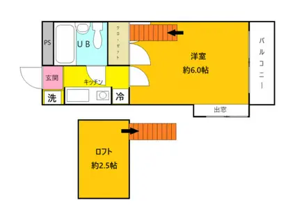 ティーベル南生田(1K/2階)の間取り写真