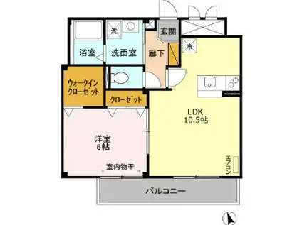 セレーノ.ケー(1LDK/2階)の間取り写真