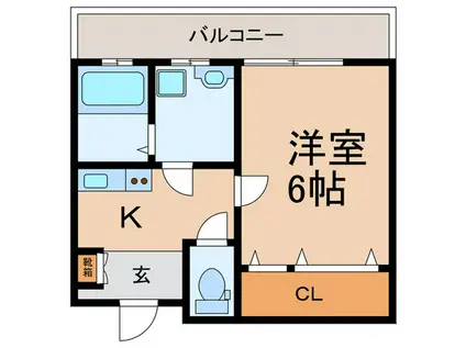 パインコート曽根東町(1K/1階)の間取り写真