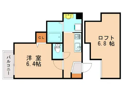 ヴァーティカルプレイス吉塚(1K/1階)の間取り写真