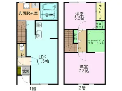 アンヌール88(2LDK/1階)の間取り写真