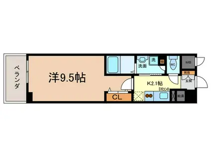 プライム西洞院(1K/2階)の間取り写真