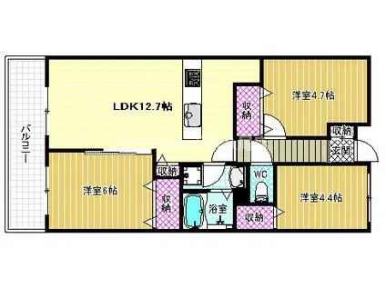 ルミエール八尾(3LDK/7階)の間取り写真