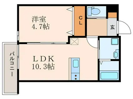 カーサ・パレルモ(1LDK/2階)の間取り写真