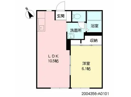 アメ二ティ庄福(1LDK/1階)の間取り写真