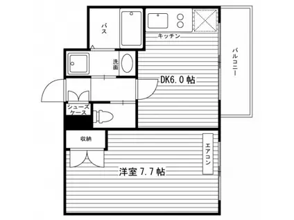 フレシャトー津島(1DK/2階)の間取り写真