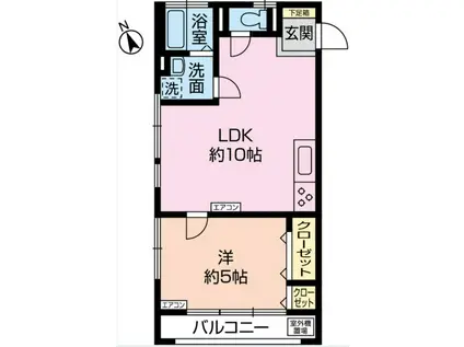 星が丘田口ハイツ(1LDK/3階)の間取り写真