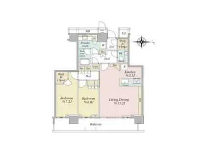 ザ・パークハウス晴海タワーズティアロレジデンス(2LDK/36階)の間取り写真