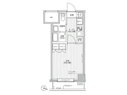 ヒューリック世田谷(1K/3階)の間取り写真