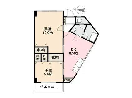 ロイヤルデュエリング 301(2DK/3階)の間取り写真