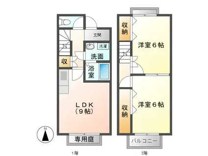 アシストV(2DK/1階)の間取り写真