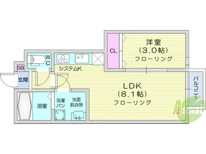 ディアコート2 A棟(1LDK/1階)の間取り写真