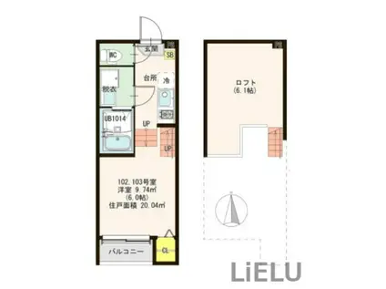 ハーモニーテラス福住(1K/1階)の間取り写真