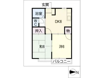 ラフォーレ木曽川(2DK/1階)の間取り写真