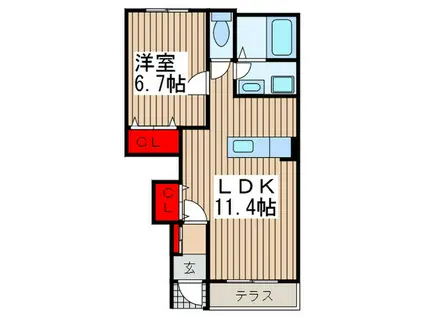 クレスト(1LDK/1階)の間取り写真