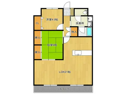 グランデュール竹園(2LDK/6階)の間取り写真