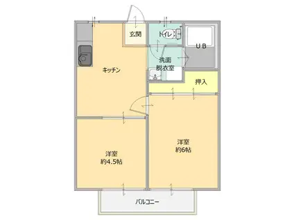 ハイツサンフラワー(2DK/1階)の間取り写真