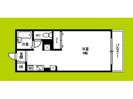 ラグジェリア天満橋(ワンルーム/2階)の間取り写真