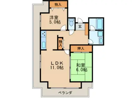 錦パークビル(2LDK/21階)の間取り写真