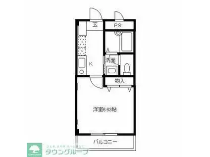 ハピーエクセル(1K/2階)の間取り写真