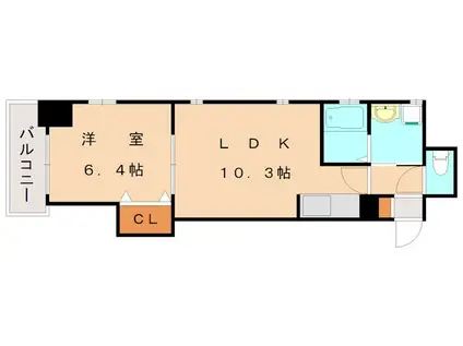 デザイナープリンセス・リバーサイド(1LDK/6階)の間取り写真