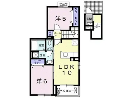 ルミナーレ西浜(2LDK/2階)の間取り写真