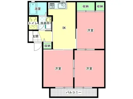 アクシーズB棟(3DK/1階)の間取り写真