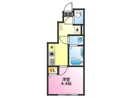 NSGATE元住吉エヌエスゲートモトスミヨシ(1K/1階)の間取り写真