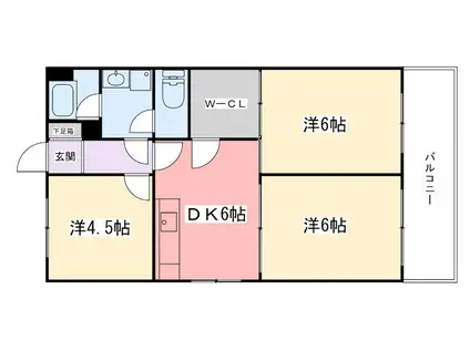 東今宿中村コーポII(3DK/5階)の間取り写真