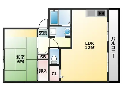 ロータスハイツ(1LDK/2階)の間取り写真