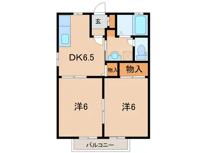 グランセシアC(2DK/2階)の間取り写真
