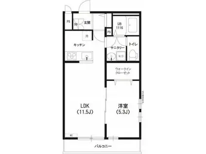 リブリ リオ フラガンシア(1LDK/1階)の間取り写真