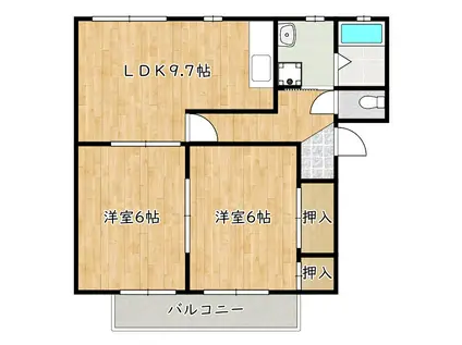 エクストリームI(2LDK/2階)の間取り写真