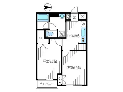 パティオ中野(2DK/2階)の間取り写真