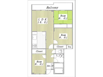 アーバンプラザK(3LDK/1階)の間取り写真