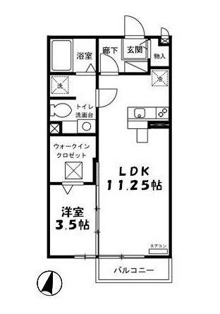 モナリエ春日 II棟(1LDK/2階)の間取り写真